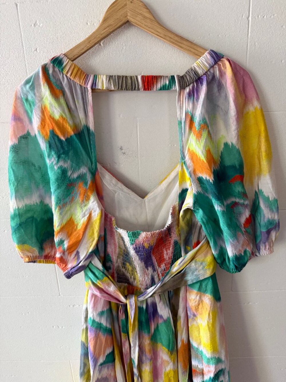 Anthropologie | Colorful Puff Sleeve Mini Dress | Summer Feminine | Medium - Picture 8 of 13